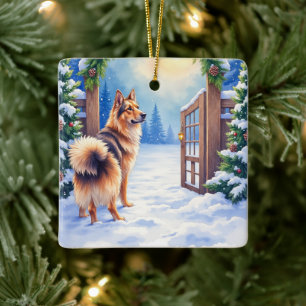 Zentralasiatischer Schäferhund Schneetor Weihnacht Keramikornament