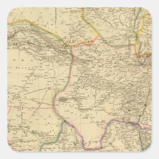 Zentralasien Quadratischer Aufkleber (Vorderseite)