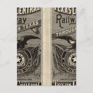 Zentralbahn von Houston und Texas durch Texas 2 Postkarte