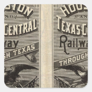 Zentrale Eisenbahn Houstons und Texas durch Texas Quadratischer Aufkleber
