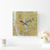 Zentrale Eisenbahn-Karte 1918 New York Quadratische Wanduhr (Zuhause)