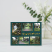 Zentralfriedhof Halloween Collage Postkarte (Stehend Vorderseite)