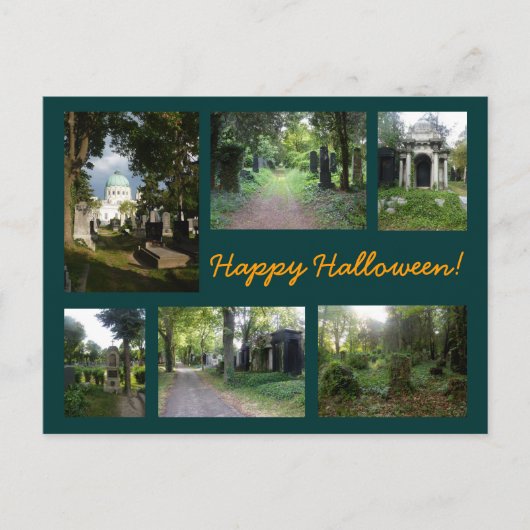 Zentralfriedhof Halloween Collage Postkarte (Vorderseite)