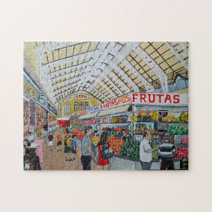Zentralmarkt von Valencia Gemälde von Alfred Fox Puzzle