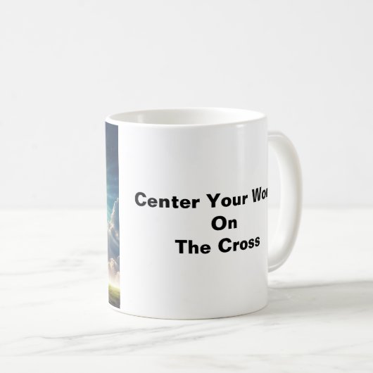 Zentrieren Sie Ihre Welt am Kreuz Kaffeetasse (VorderseiteRechts)