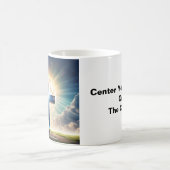 Zentrieren Sie Ihre Welt am Kreuz Kaffeetasse (Mittel)