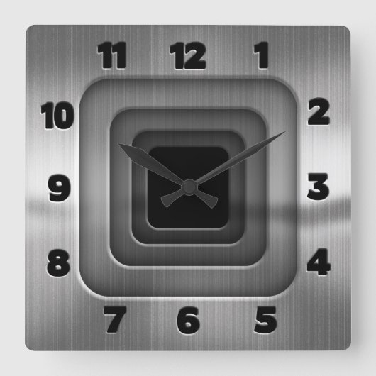 Zentrierte Stahlquadrate Quadratische Wanduhr (Vorderseite)