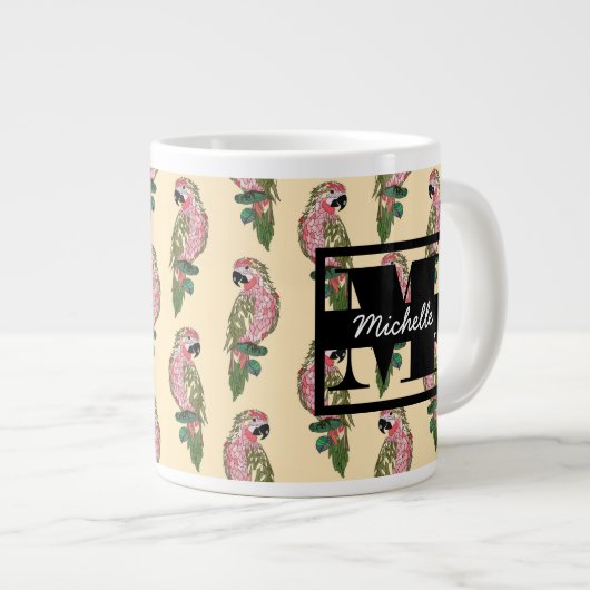 Zentwinkelstil| Monogramm Jumbo-Tasse (Vorderseite Rechts)
