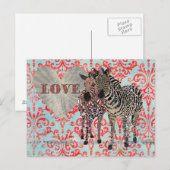 Zenya & Zeb Liebe Damask Postkarte (Vorne/Hinten)
