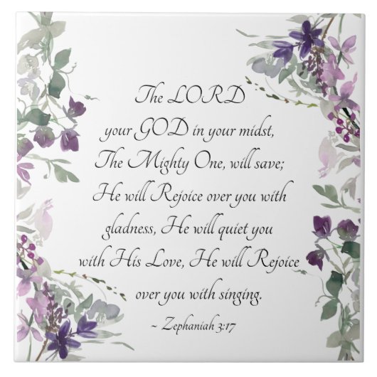 Zephaniah 3:17 Er wird sich über dich freuen Fliese (Vorderseite)