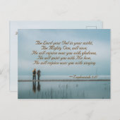 Zephaniah 3:17 Freuen Sie sich mit dem Singen. Postkarte (Vorne/Hinten)