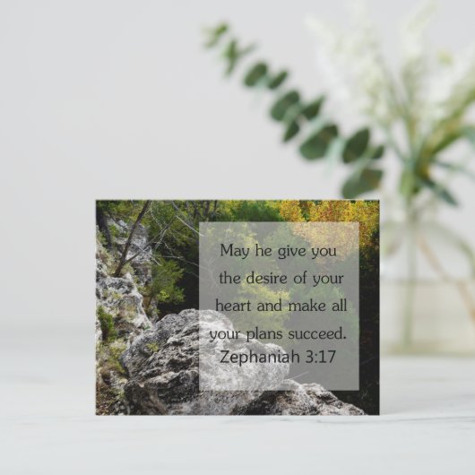 Zephaniah 3:17 Scripture Card, Woods Postkarte (Stehend Vorderseite)