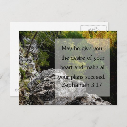 Zephaniah 3:17 Scripture Card, Woods Postkarte (Vorne/Hinten)