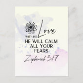 Zephaniah 3:17 Seine Liebe wird Ihre Ängstbibel be Postkarte (Vorderseite)