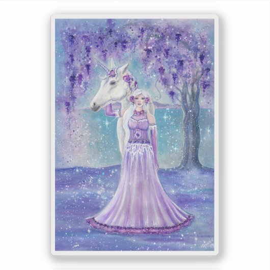 Zephyr Einhorn- und Märchenkunst von Renee Lavoie Aufkleber (Vorderseite)