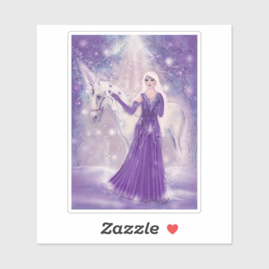 Zephyr Einhorn- und Märchenkunst von Renee Lavoie Aufkleber (Blatt)