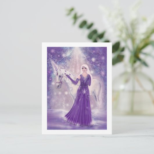 Zephyr Einhorn- und Märchenkunst von Renee Lavoie Postkarte (Stehend Vorderseite)