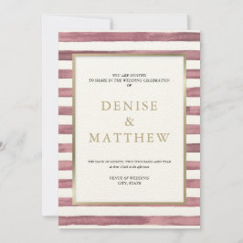 Zephyr Pink Aquarellstreifen und Goldbriefe I Einladung