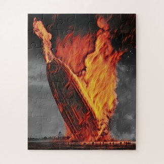 Zeppelin Airship Hindenburg Desaster Circa 1937 Ji Puzzle