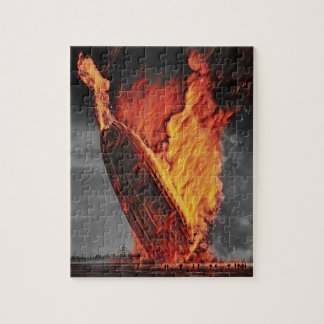 Zeppelin Airship Hindenburg Desaster Circa 1937 Puzzle