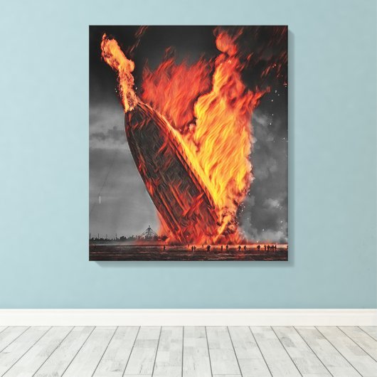 Zeppelin Airship Hindenburg Desaster Colorized Leinwanddruck (Insitu (Holzboden))