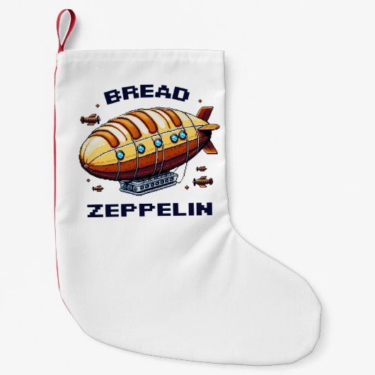 Zeppelin-Brot - Whimsical 8-Bit Airship Art Kleiner Weihnachtsstrumpf (Vorderseite)