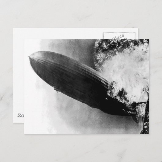 Zeppelin Burning Postkarte (Vorne/Hinten)