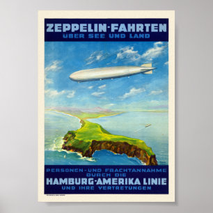 Zeppelin-Fahrten Deutschland Vintage Poster 1935