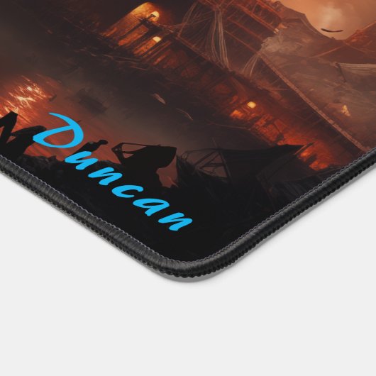 Zeppelin in Flammen Steampunk-Spektakel Schreibtischunterlage (Ecke)