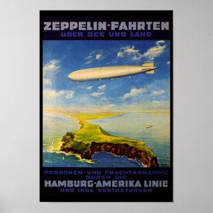 Zeppelin löst ~ über Meer und Land aus Poster