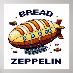 Zeppelin - Pixel Art Airship Retro Design Poster