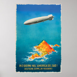 Zeppelin-Reiseposter Deutsch-Italienische Vintage- Poster