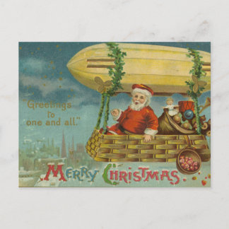 Zeppelin Santa Vintag Viktorianisch Funny Funny Ch Feiertagspostkarte
