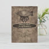 Zeppelin Steampunk Einladung zur Hochzeit (Stehend Vorderseite)