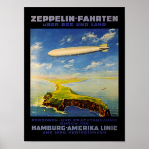 Zeppelin Trips ~ Over Sea and Land Poster