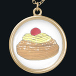 ZEPPOLE Italienischer Teiggebäck Feinschmecker Vergoldete Kette<br><div class="desc">Eine originelle Marker-Abbildung einer frittierten Teigkugel mit Zeppola (auch bekannt als Blenzi, Frittelle oder Crispelli), überzogen mit Pudding und Puderzucker. Ein traditionelles St. Joseph's Day Street Festival Dessert und ein klassisches italienisches Restaurant oder die Little Italy Bäckerei Leckerei! Diese Italienische Abbildung ist auch auf anderen Produkten erhältlich. Sehen Sie nicht,...</div>