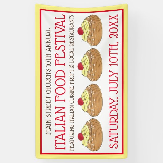 Zeppole Pastry Italienisches sizilianisches Lebens Banner (Vertikal)