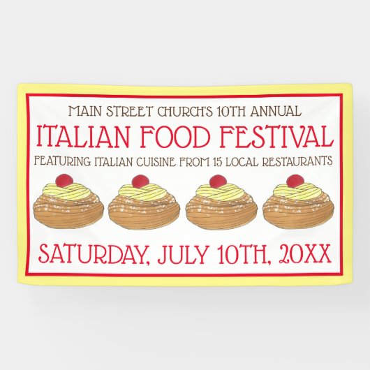 Zeppole Pastry Italienisches sizilianisches Lebens Banner (Horizontal)