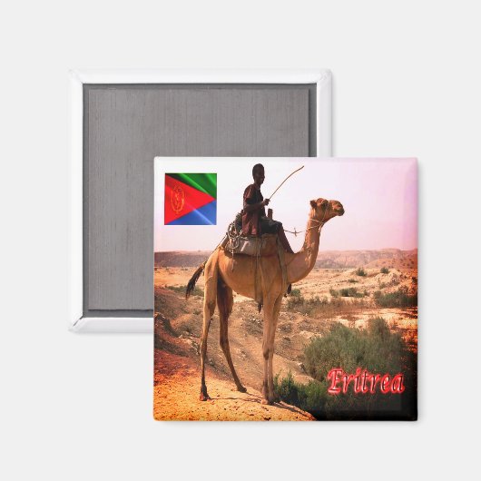 zER007 ERITREA, Camel and Rider, Afrika, Kühlschra Magnet (Vorderseite/Rückseite)