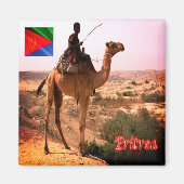 zER007 ERITREA, Camel and Rider, Afrika, Kühlschra Magnet (Vorne)