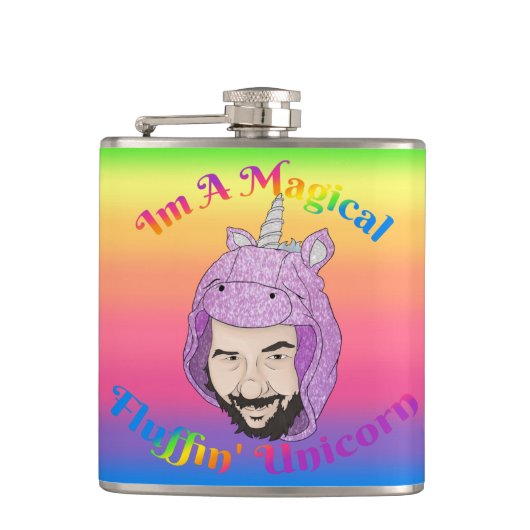 Zer0's magischer Fluffin Unicorn Vinyl Wrapped Fla Flachmann (Vorderseite)