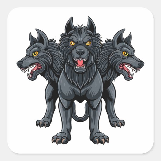 Zerberus Quadratischer Aufkleber (Vorderseite)