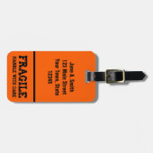 Zerbrechlich, Griff sorgfältig, orange Gepäckanhänger (Vorderseite horizontal)