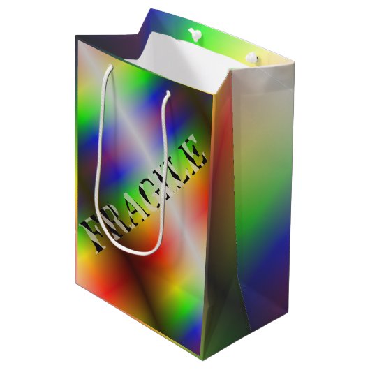 ZERBRECHLICH MITTLERE GESCHENKTÜTE (Vorderseite Schrägansicht)