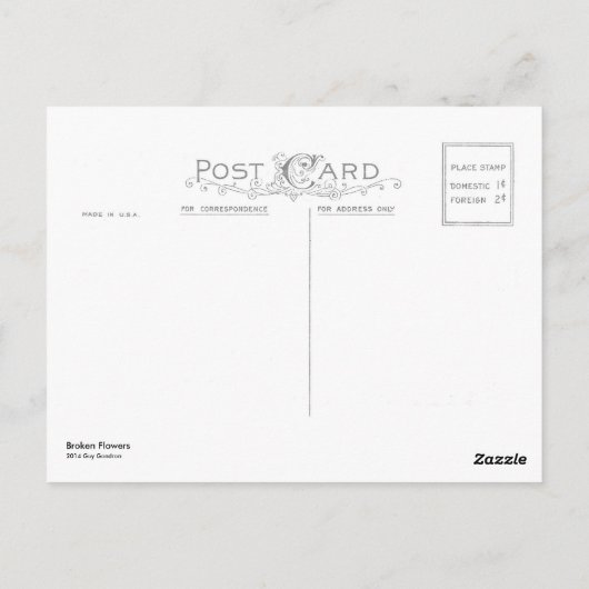Zerbrochene Blume Postkarte (Rückseite)