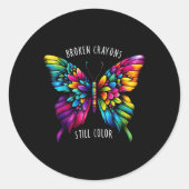 Zerbrochene Crayons immer noch Farben für die Ausw Runder Aufkleber (Vorderseite)