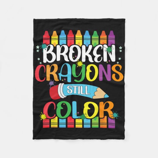 Zerbrochene Crayons immer noch Farbenbewusstsein f Fleecedecke (Vorderseite)