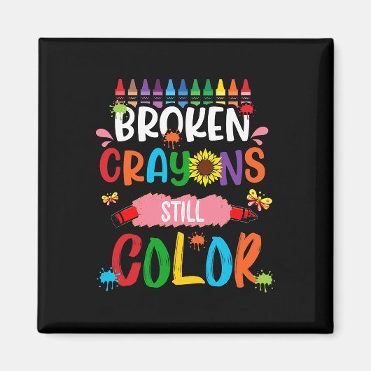 Zerbrochene Crayons immer noch Farbenbewusstsein f Magnet (Vorne)
