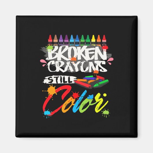 Zerbrochene Crayons immer noch Farbenbewusstsein f Magnet (Vorne)