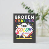 Zerbrochene Crayons immer noch Farbenbewusstsein f Postkarte (Stehend Vorderseite)